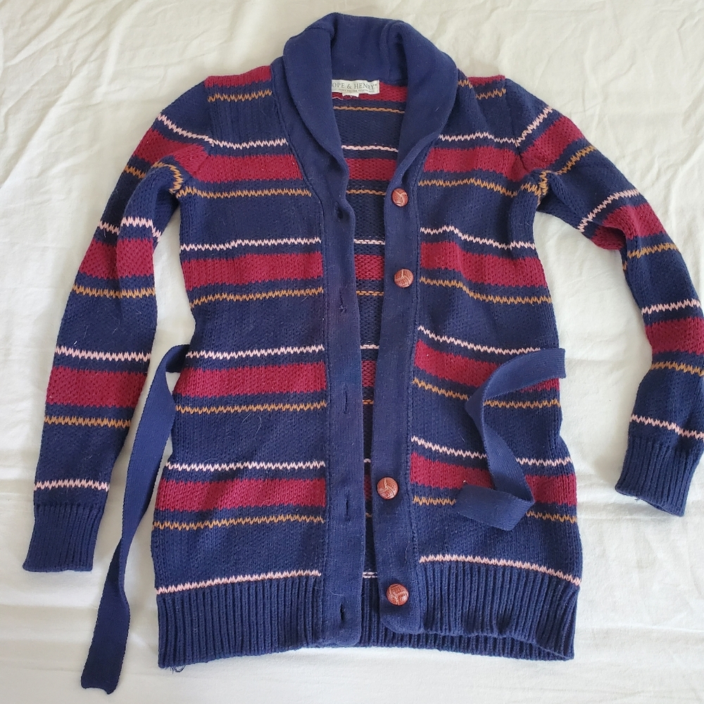 Hope & Henry striped cardigan sweater sz S